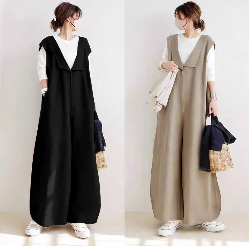 

Sli большие размеры, женские летние свободные комбинезоны с широкими штанинами, модные летние комбинезоны из девяти предметов из полиэстера с поясом