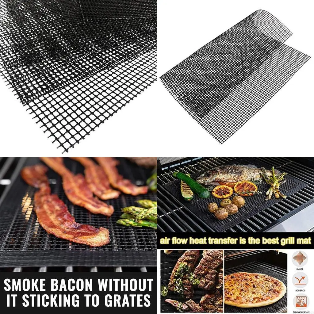 F19B Outdoor BBQ Grill Mesh Mat Non-Stick Barbecue Grilling Wire Net Sheet Liner Replacement Pads Pizza Screen Reusable Kitchen