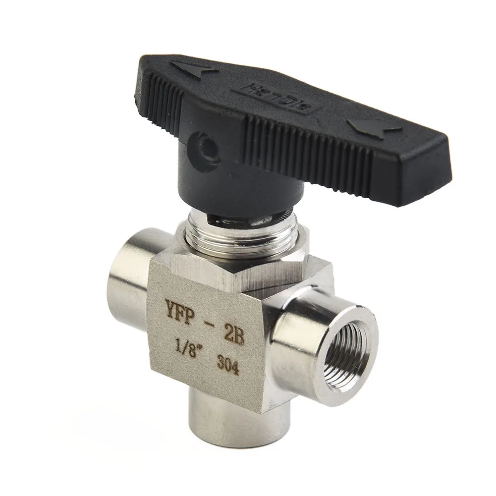 3 Way Ball Valve 304 Stainless Steel BSPP Female Thread Valve Suitable for Water Oil Gas Compact Size and Easy Assembly