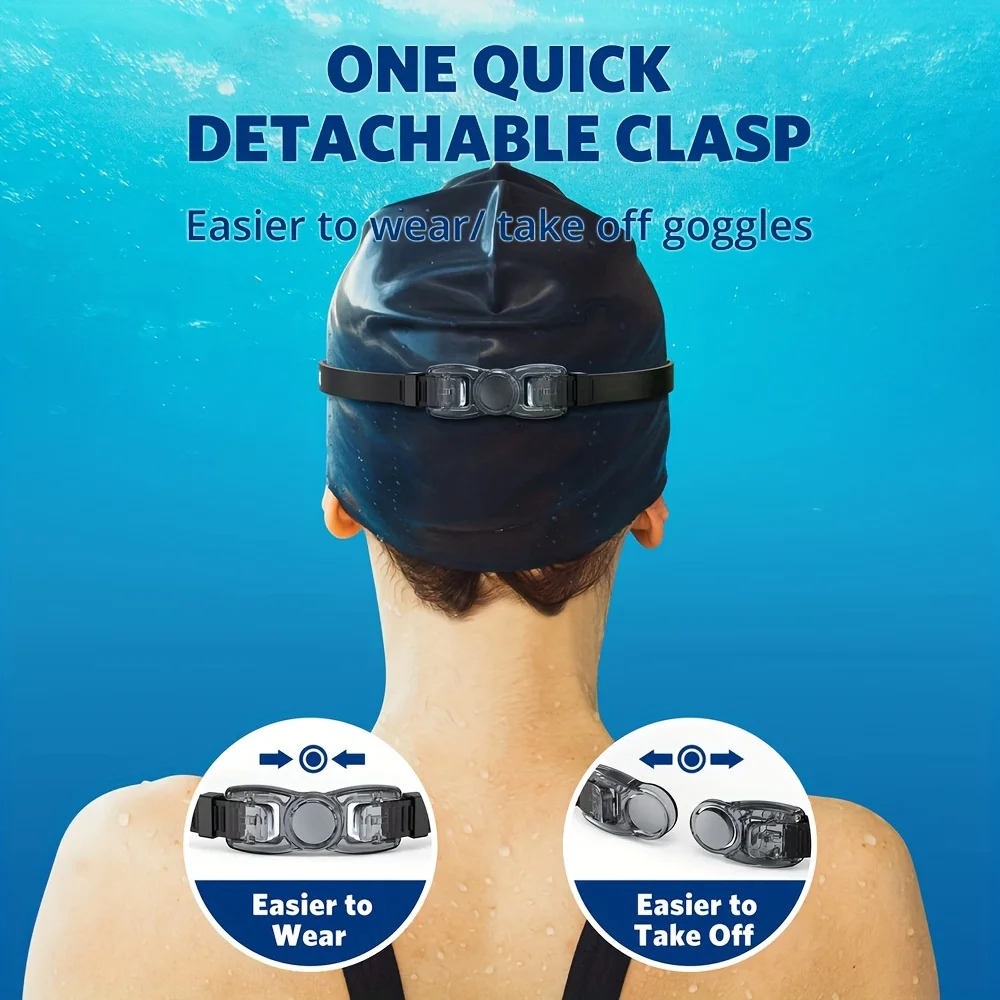 Professionelle Schwimmbrille, Schwimmbrille, beschlagfrei, klare Sicht, wasserdicht, schnell verstellbar, mit Ohrstöpsel, Nasenklammer, Brillen – Detail 6