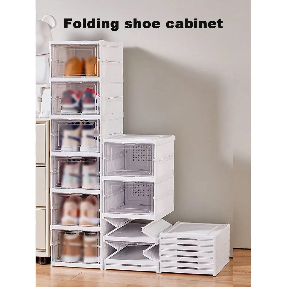 

Collapsible Shoe Organizer 6 Layer Stackable Cabinet With Lid For SpaceEfficient, DustFree,Storage,Thickened,Transparent Shoe C