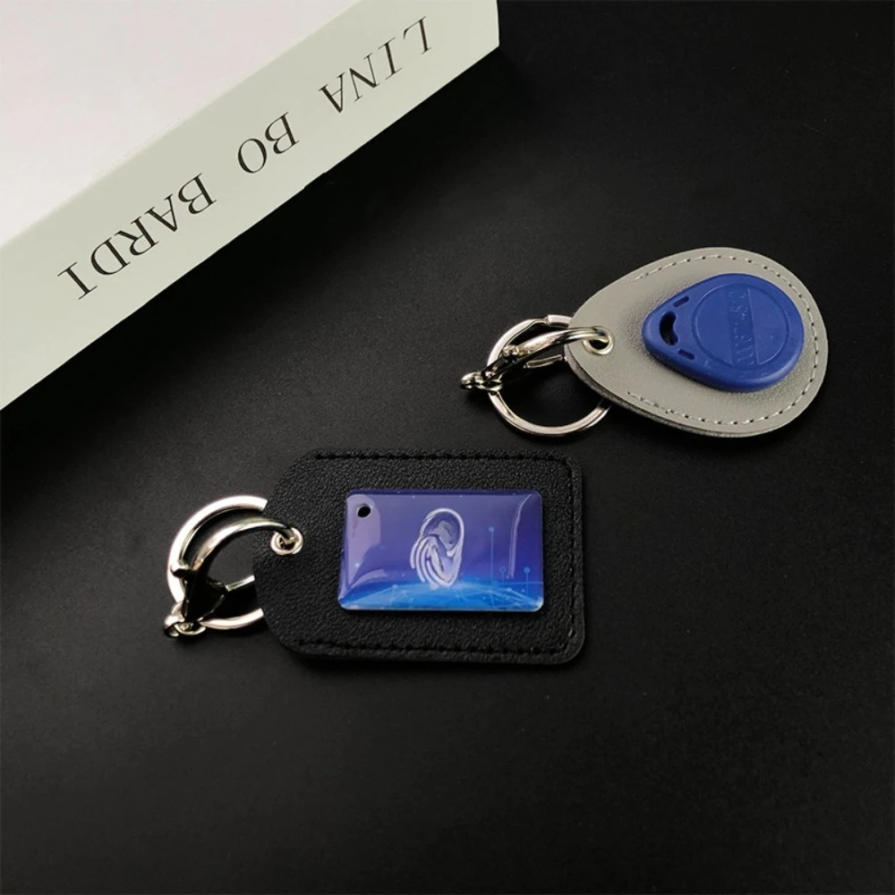 Personalized Access Card Case Keychain Leather Holder Keyring Door Lock Access Tags Case Key Ring Chain Custom Logo Wholesale