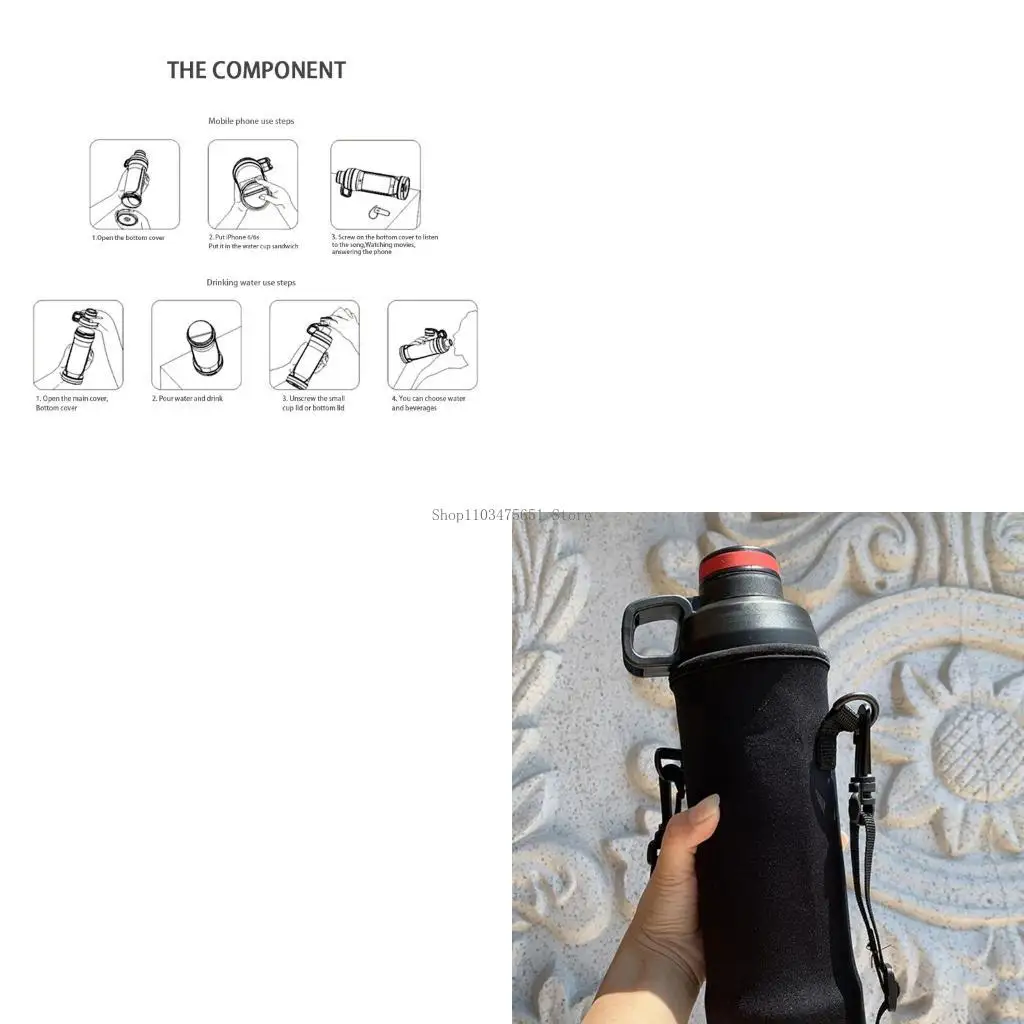 Portable for Creative 400ml Water Bottle with Hiding Phone Pocket Secret for Pill Bottle Sports Fitness Water Cup