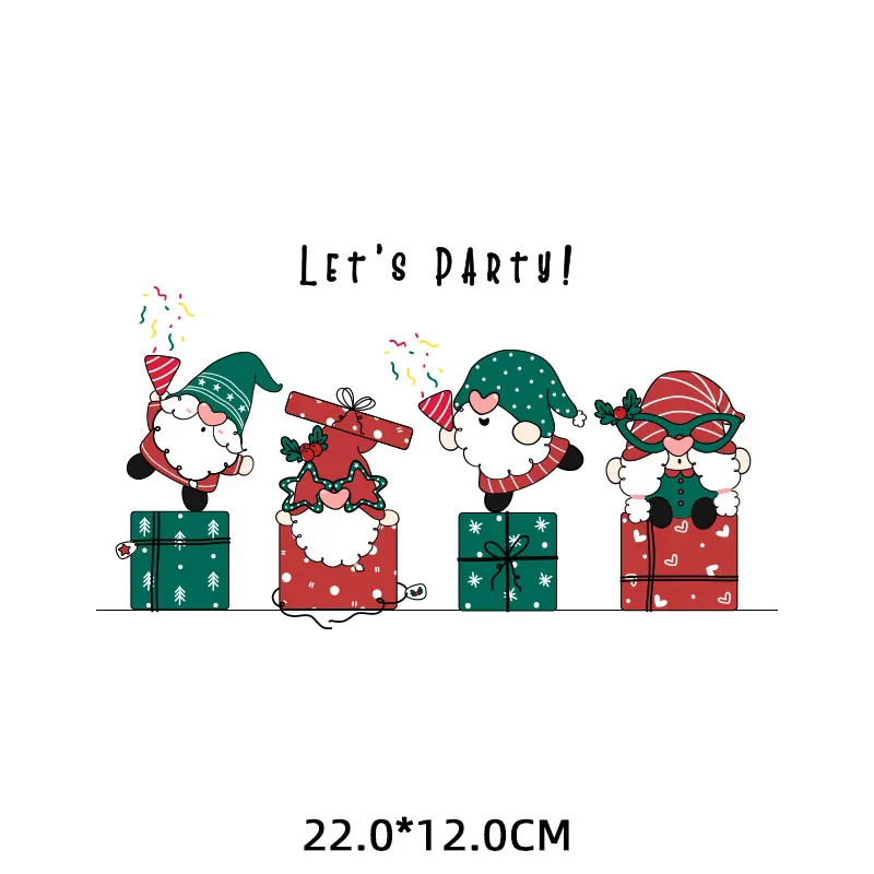 Christmas Tree Patches on Clothes Cartoon Cute Santa Claus Iron-on Transfer for Clothing Thermoadhesive Stickers Gnome Elk Patch