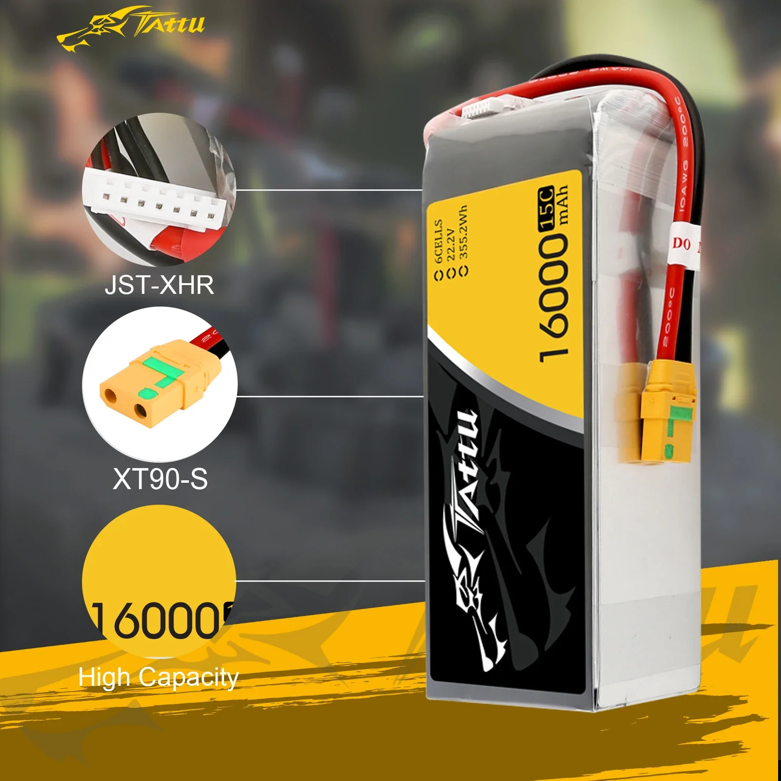 TATTU 22.2V 25C 6S 22000mAh 16000mah High Voltage LiPO Battery for Big Load Multirotor Hexacopter for agricultural UAV drone