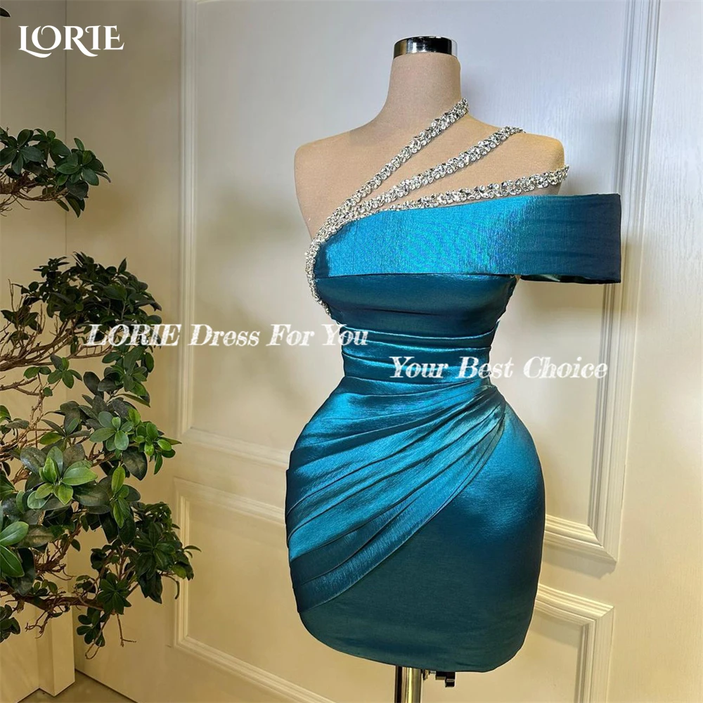 LORIE Sexy Cocktail Party Gowns One Shoulder Glitter Off Shoulder Pleated Evening Dresses Backless Ruched Clubbing Prom Dress