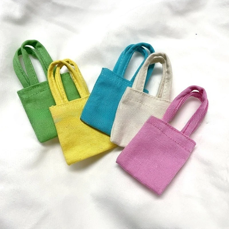 New Cute 5cm Solid Color Handbag Mini Jewelry Pendant Canvas Bag Customizable Logo Pattern