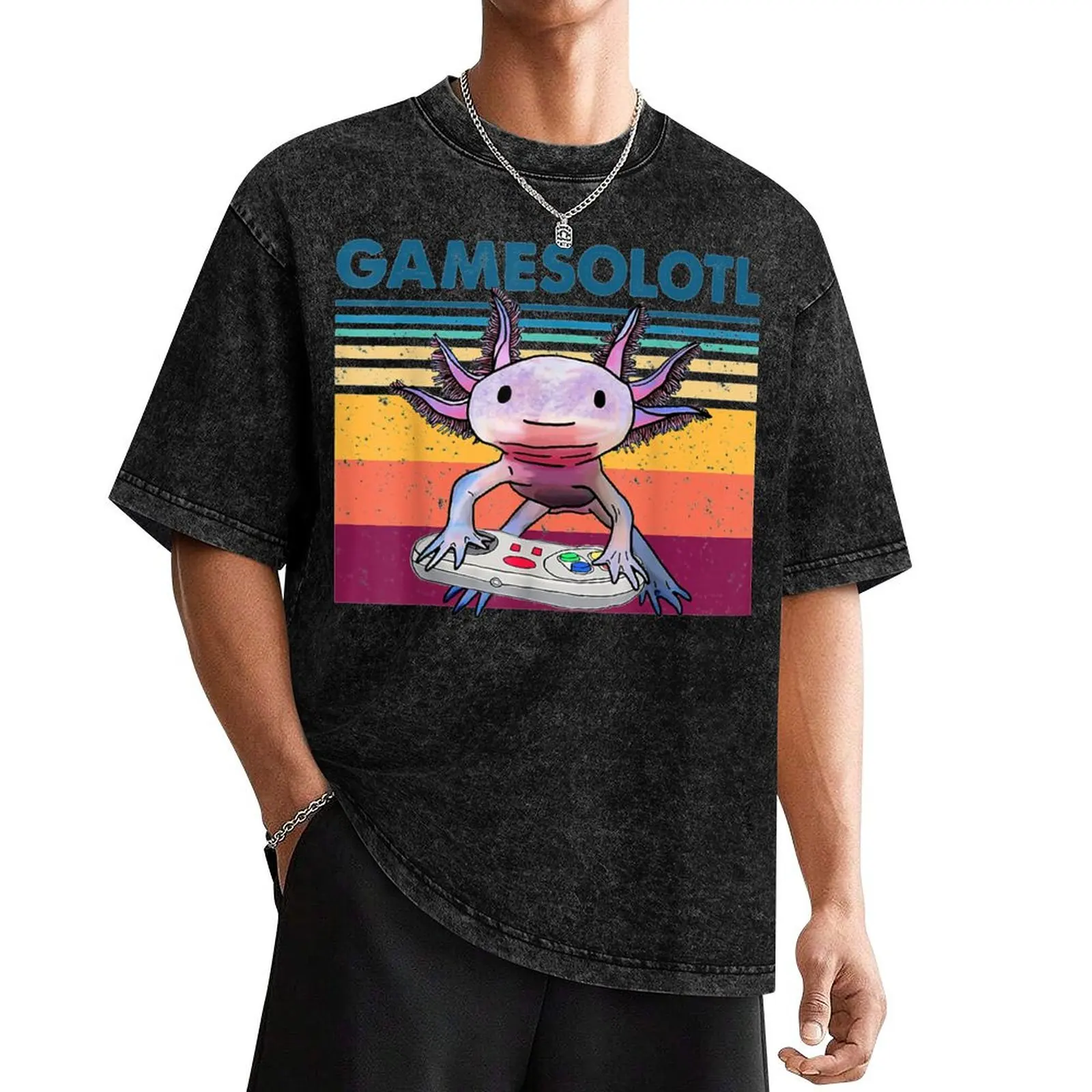 

Gamesolotl Gamer Axolotl Fish Playing Video Games T-Shirt Clothing vintage clothes custom t-shirts slim fit t shirts for men