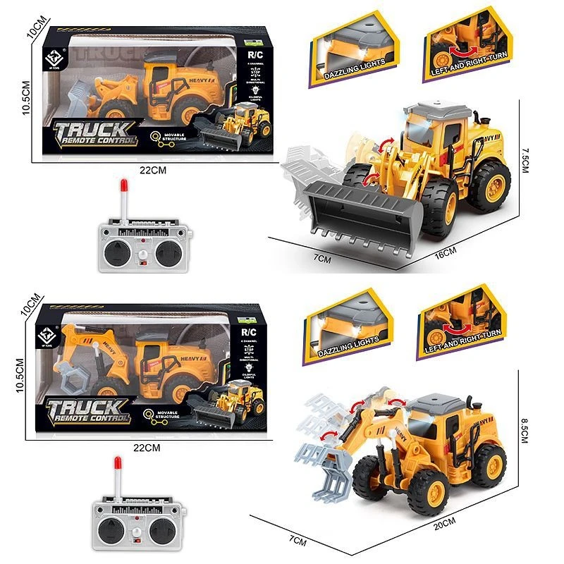 RC Excavator Remote Control Truck Kids Toy Forward Backward Swing Left Right with Lights Engineering Vehicle Boys Play Toy