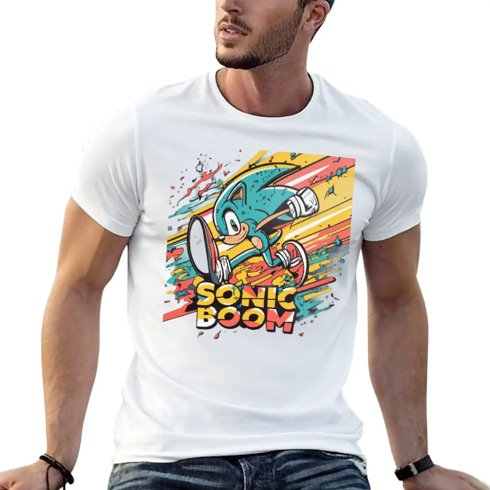 Running Sonic Boom T-Shirt man clothes plus sizes men tshirt