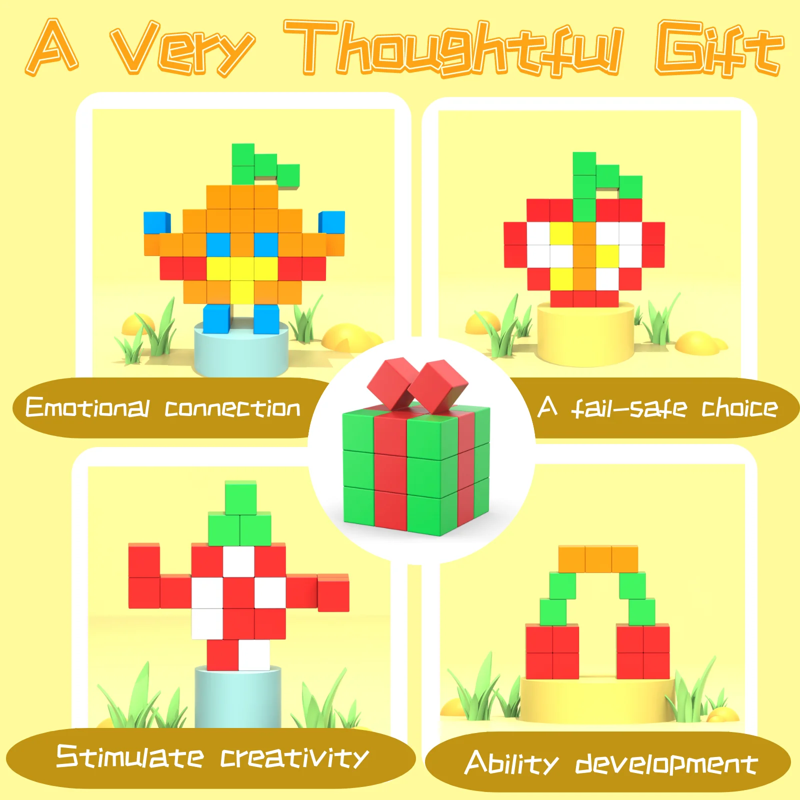 48 قطعة كتل مغناطيسية هدايا لعمر 3 4 5 6 سنوات، مكعبات بناء مغناطيسية للفتيات والفتيان