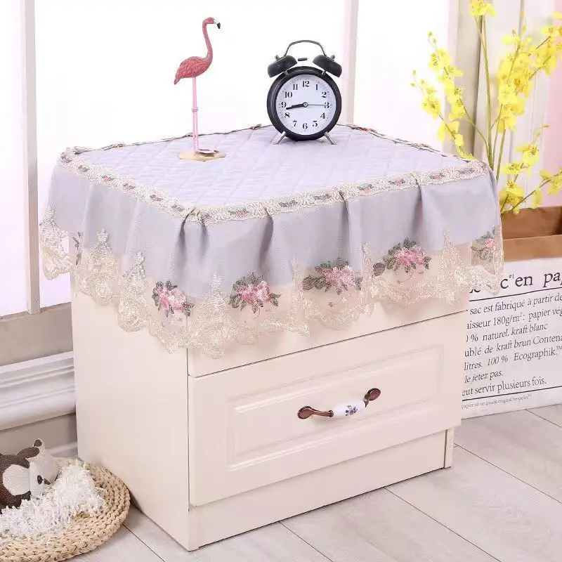 All-Purpose Covers Bedroom Bedside Cupboard Non-slip Dust-proof Floral Lace Luxury Nordic Small Table Cloth Furniture Home Decor