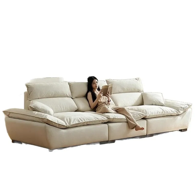 for Living Room Light Luxury Widened Leather Sailing Sofa Small Apartment Modern Simple Adjustable Backrest Internet