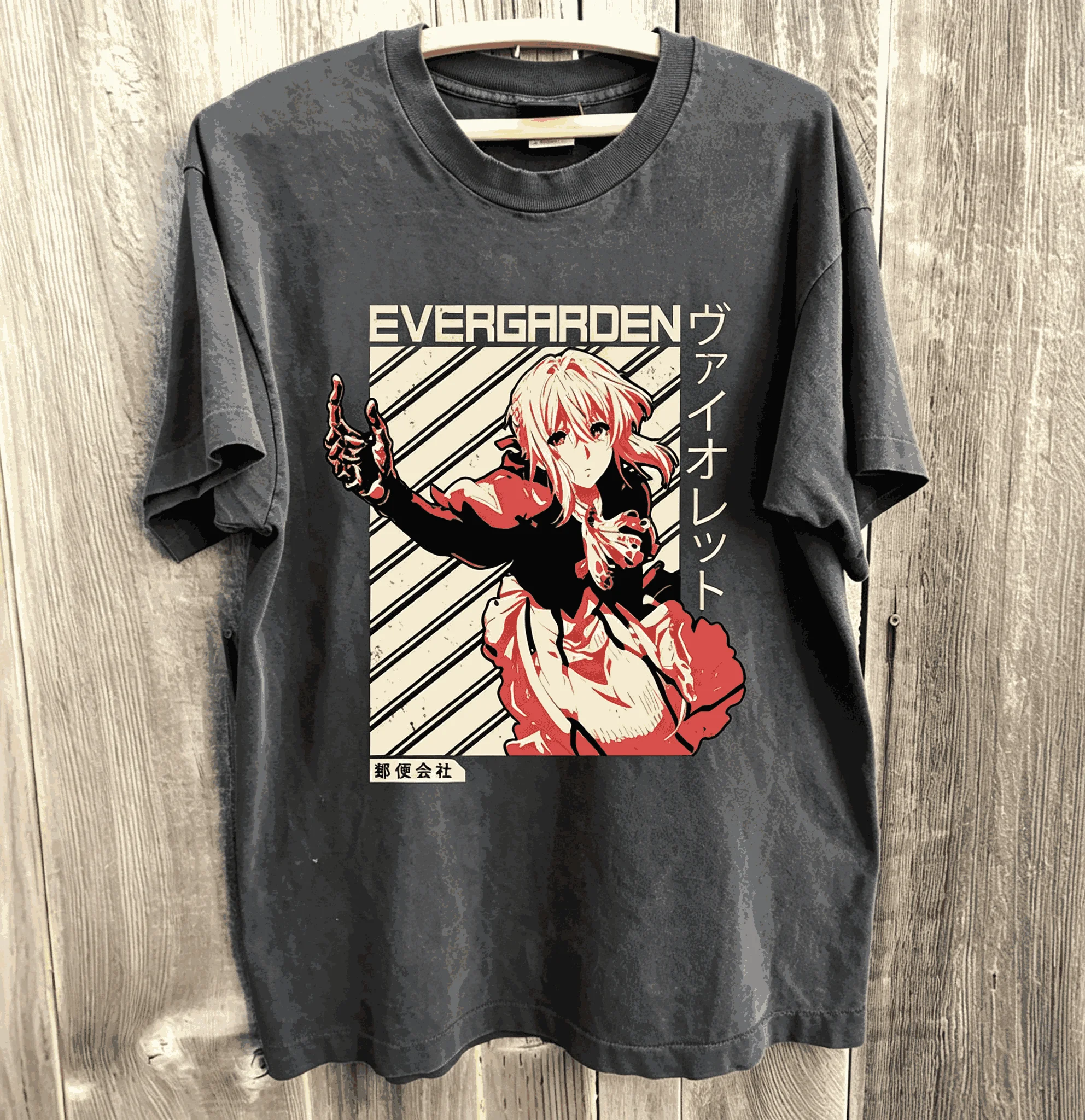Violet Evergarden Vintage Washed Retro Harajuku Oversized Unisex T-shirt Streetwear Trendy Cotton Casual Streetwear Fashion soft