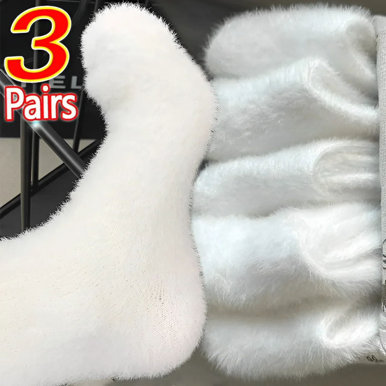 Chaussettes en peluche super douces pour femmes, vison, sourire, solide, chaud, épais, thermique, neige, maison, sommeil, sol, lieux, hiver, 1, 3