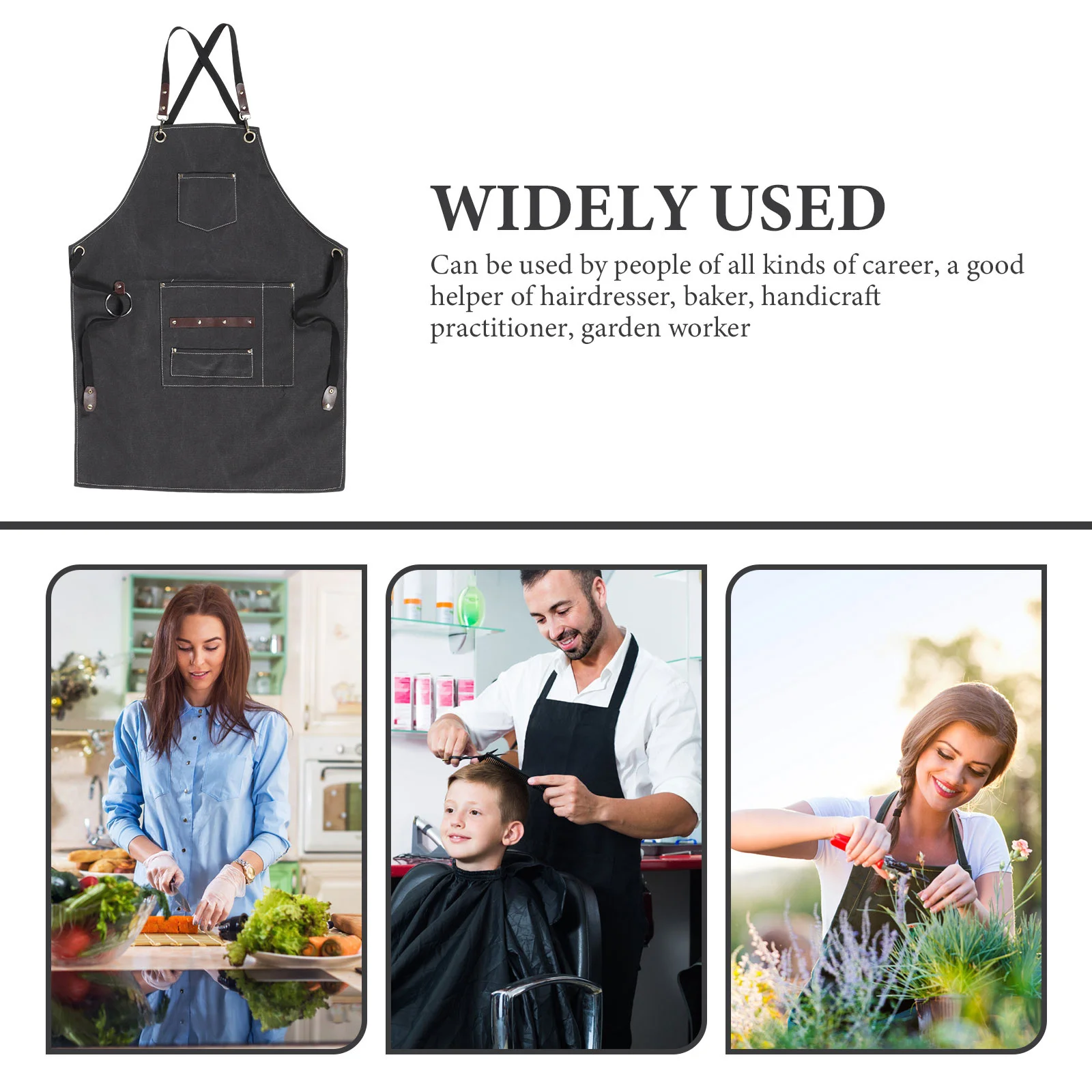 

Multipurpose Durable Apron Pockets Hair Stylist Hairdresser Chef Cafe Practical Adjustable Straps Gift