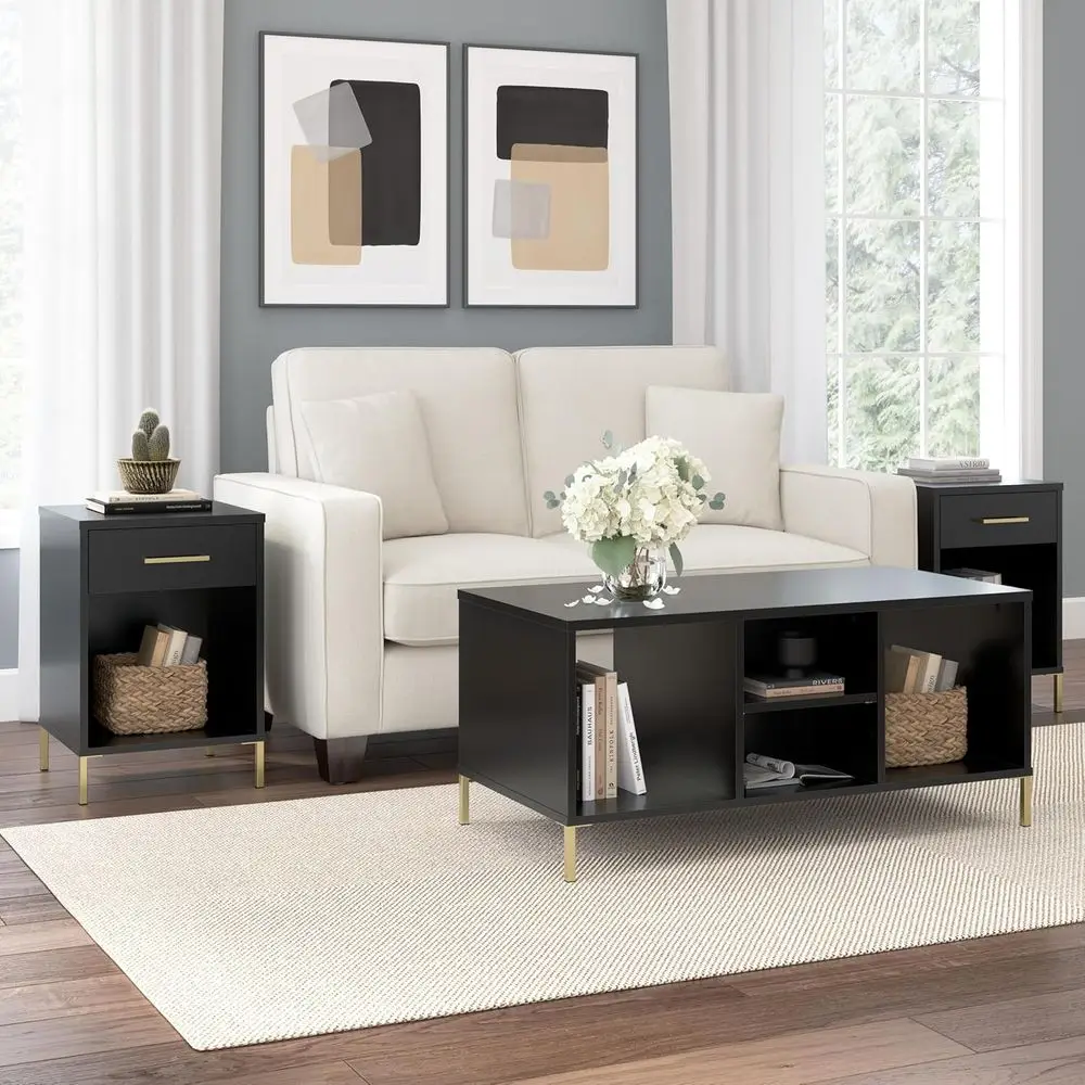 Storage Coffee Table from Essence Collection, Black Stipple Finish for Living Room