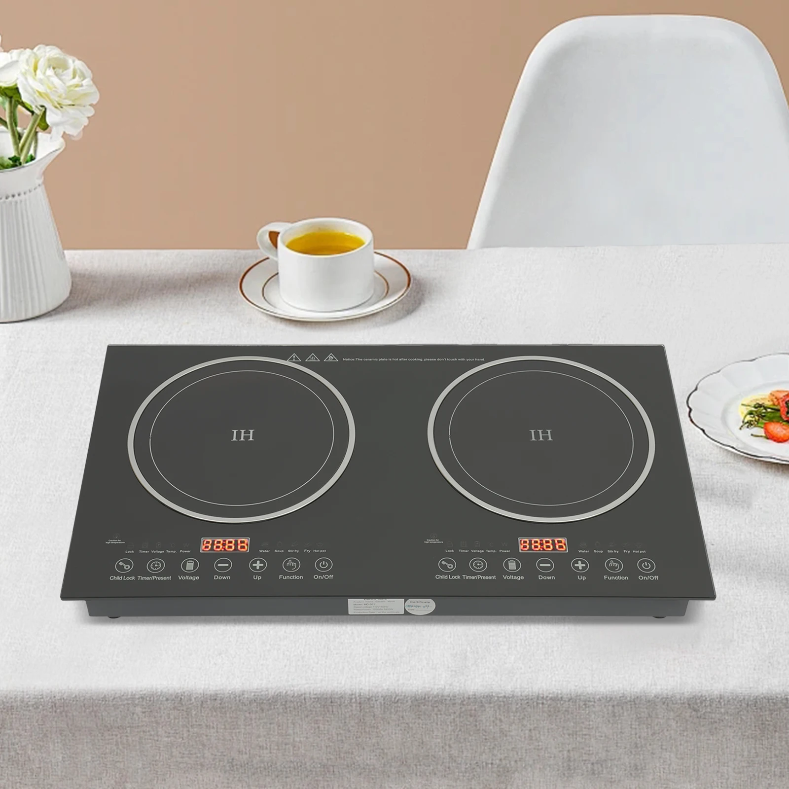 Portable Double Induction Cooktop with Dual Burners