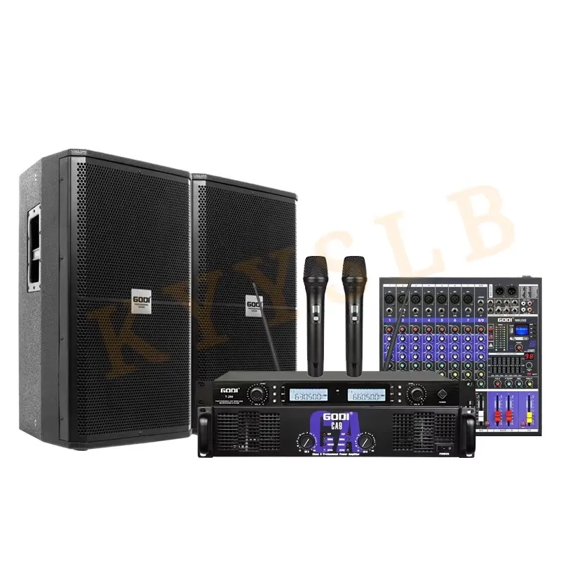 KYYSLB Professional Amplifier Speaker Single 15-inch Outdoor Performance Wedding Meeting KTV Bar High-power Stage Audio Set