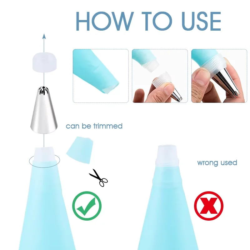 FAIS DU Blue Piping Bag Cream Nozzles Pastry Tools Accessories for Cake DIY Decorating Pastry Bag Kitchen Baking Candy Tools