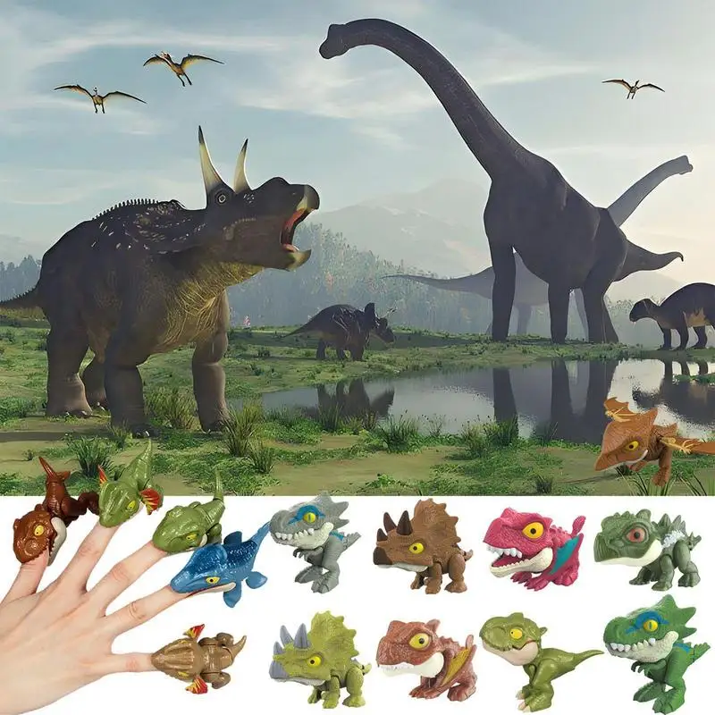 Bijten Vinger Dinosaurus Speelgoed 9 Stuks Dinosaurussen Collectibles Voor Display Creatieve Theater Marionet Pop Vinger Bijten Speelgoed Vingerpop