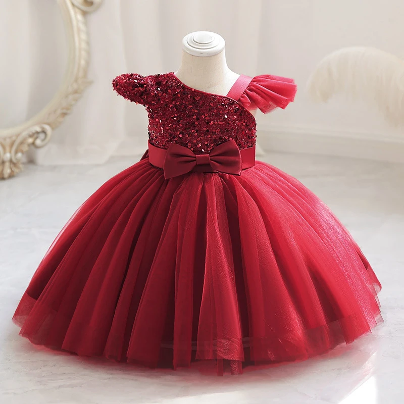 

Sequins Baby Girls Tutu Gown Girl Sleeveless 1st Birthday Party Gown Princess Dress Flower Girl Costume For Wedding Christening