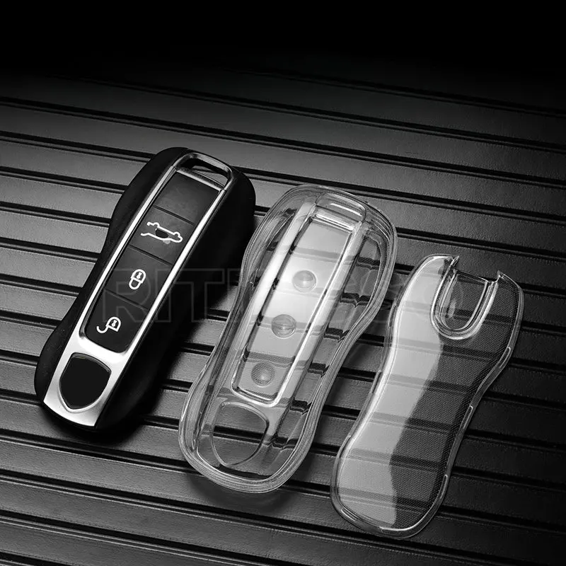 عالية الجودة شفافة غطاء مفتاح بعيد حافظة الجلد شل صالح لبورشه كايين باناميرا 911 992 سلسلة 2017-2020 #5