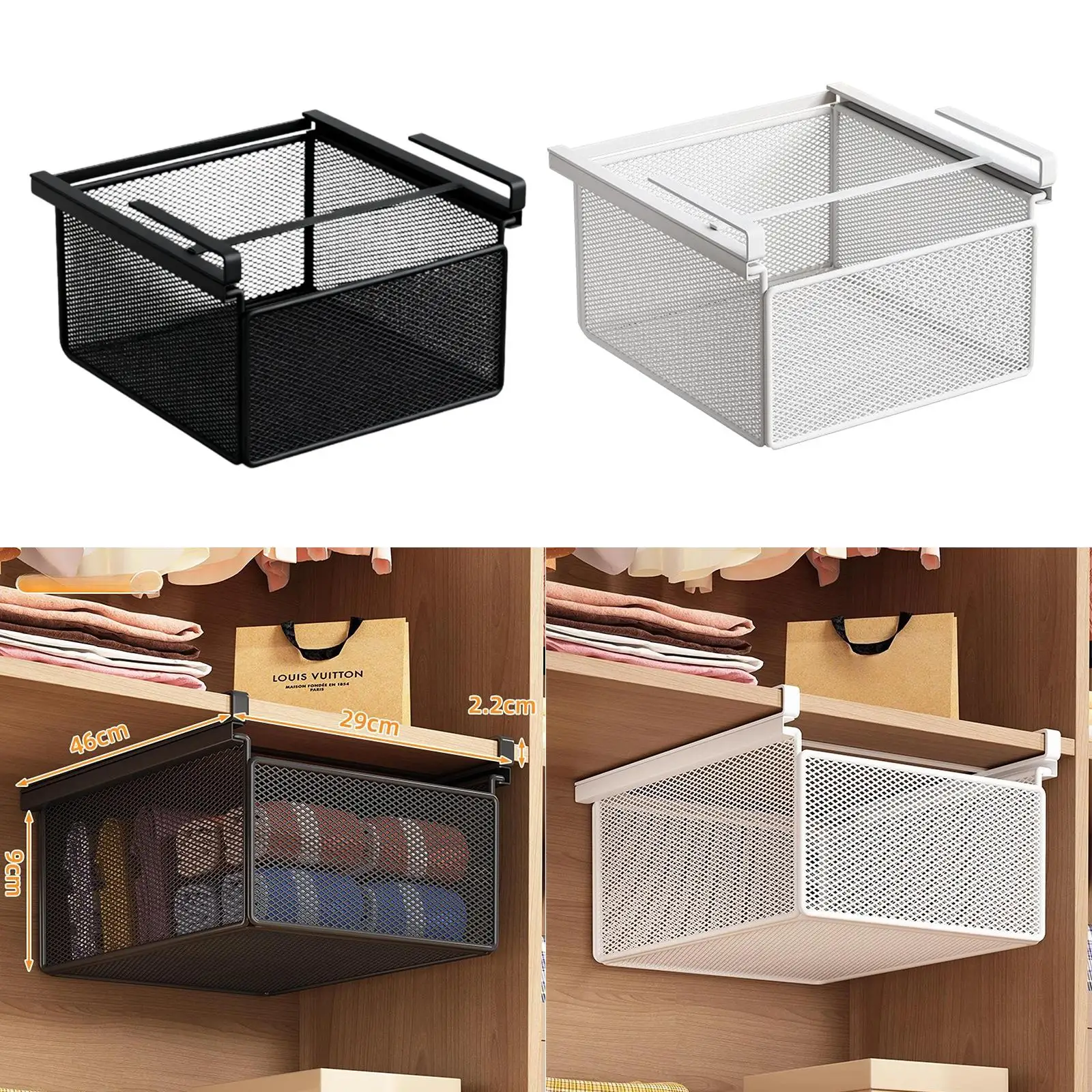 

Multifunctional Metal Underwear Organizer Hanging Drawer Rack Storage Basket for Kitchen Bedroom Closet Cupboard
