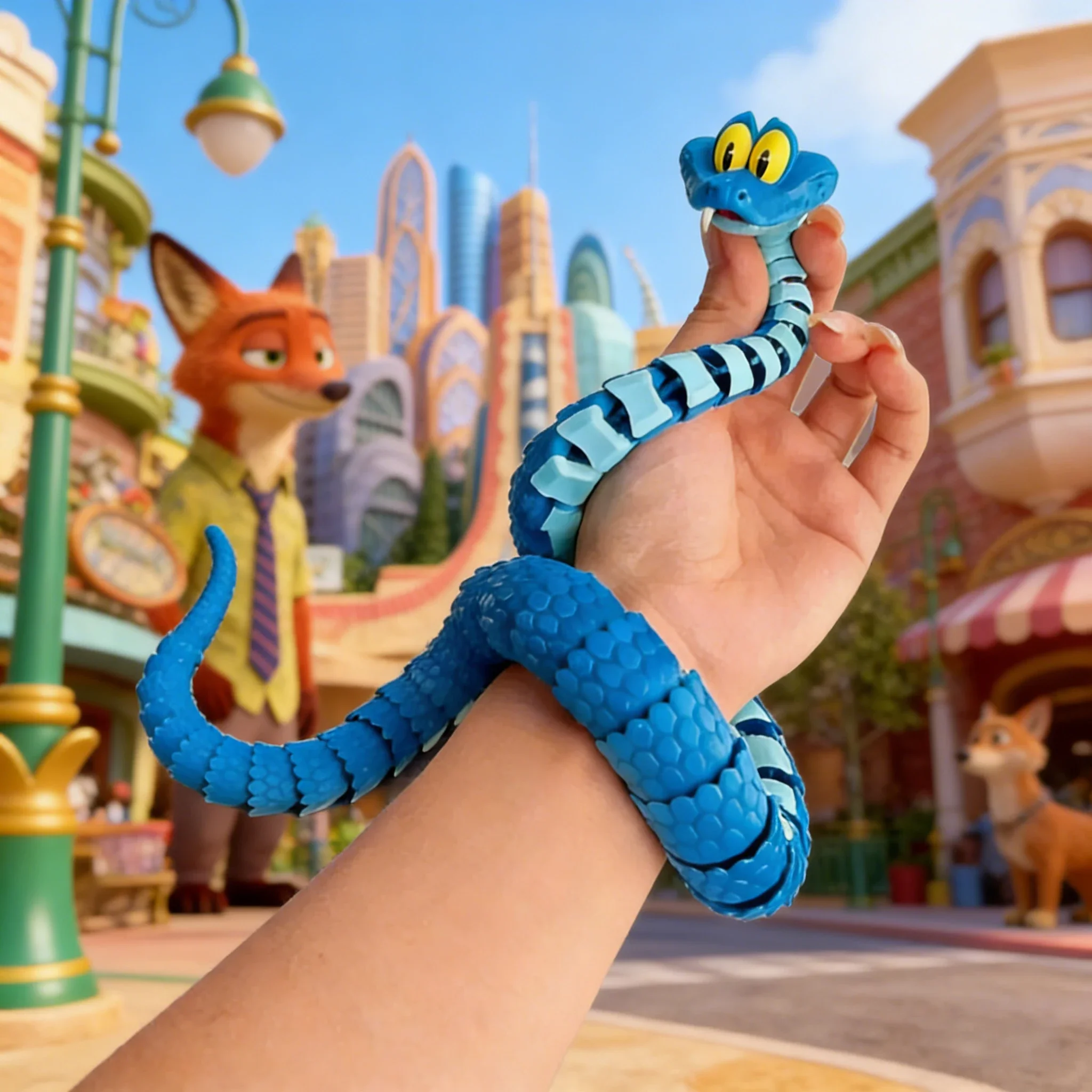 Zootropolis Gary 3D Action Figure Snake Toys Creative Stress Relief Anime Figures Moveable Rotation Desktop Ornament Gift