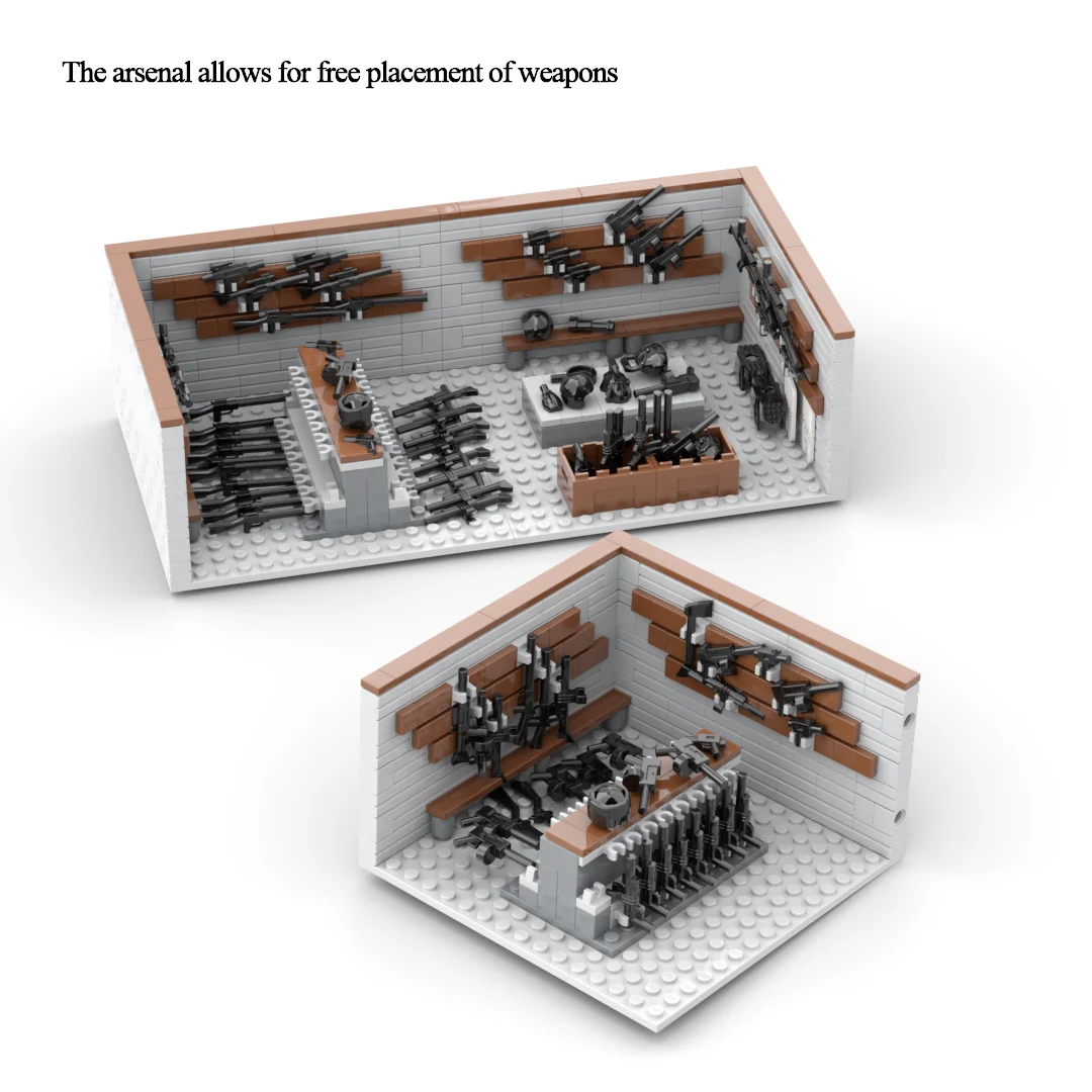 Moc Bouwstenen Militaire Wapen Arsenaal Wapenrek Model Swat Kracht Uitrusting Accessoires Set Stenen Speelgoed Voor Kind