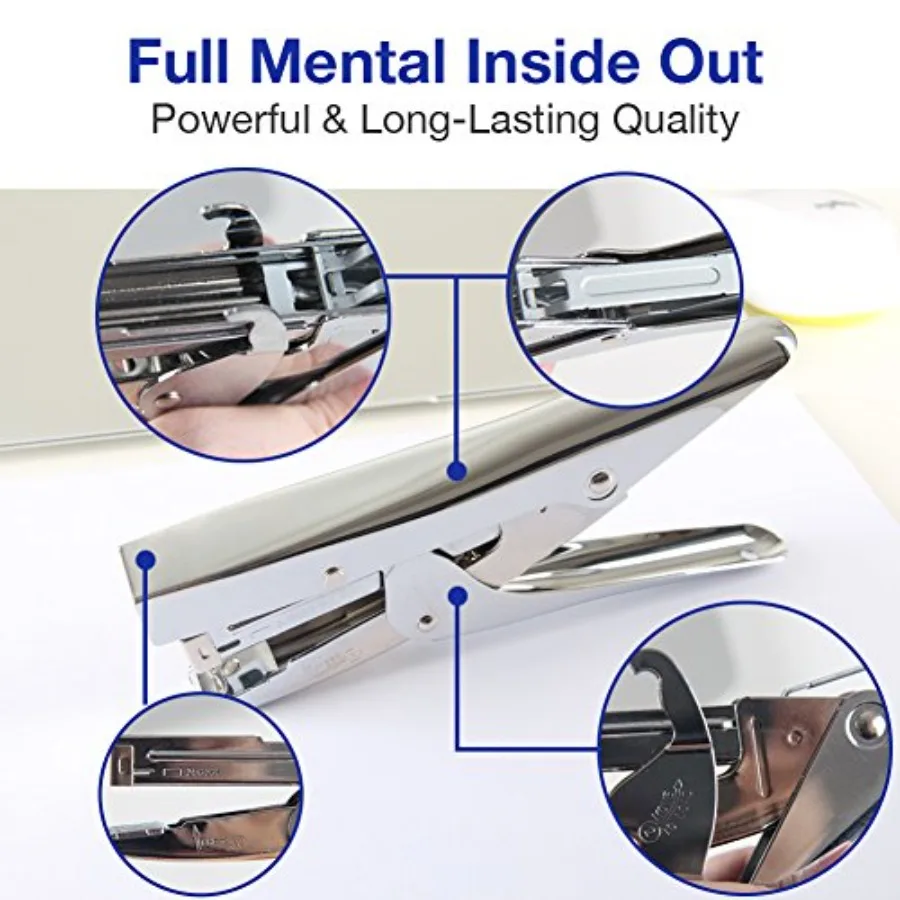 Stapler Heavy Duty with 1000 Staples and Staples Remover Set 20 Sheets Desktop Office Work Student Teacher Large Capacity No Ja