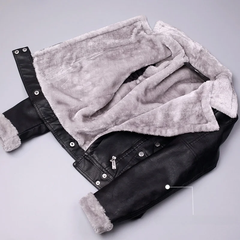 Jaqueta Feminina de Couro com Gola Reversível, Ajuste Slim, para Primavera, Outono e Inverno