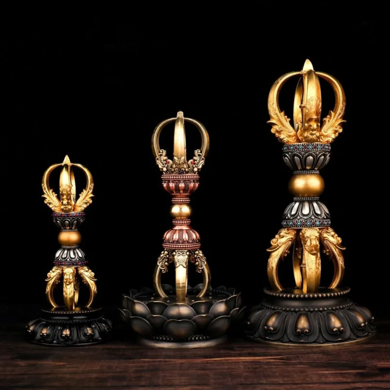 Home Decoration Brass Decorative Crafts Five Grains Diamond Demon Beast Statue Tibetan Tantric Silver Man Statue