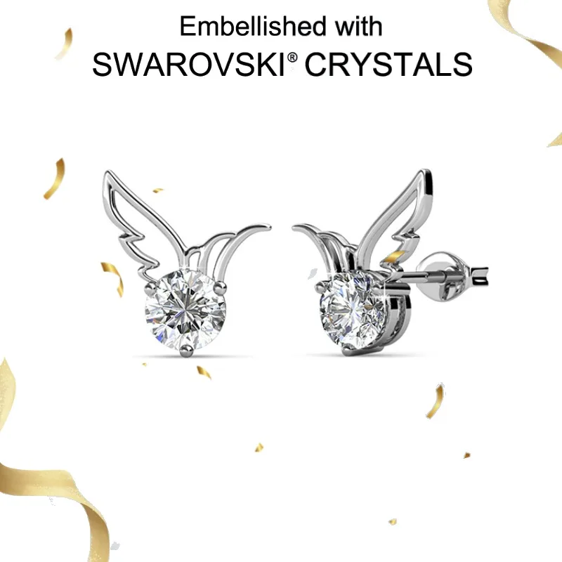 

Daisini Серьги-гвоздики-бабочки из стерлингового серебра 925 пробы, украшенные кристаллами премиум-класса от Swarovski, ювелирные подарки