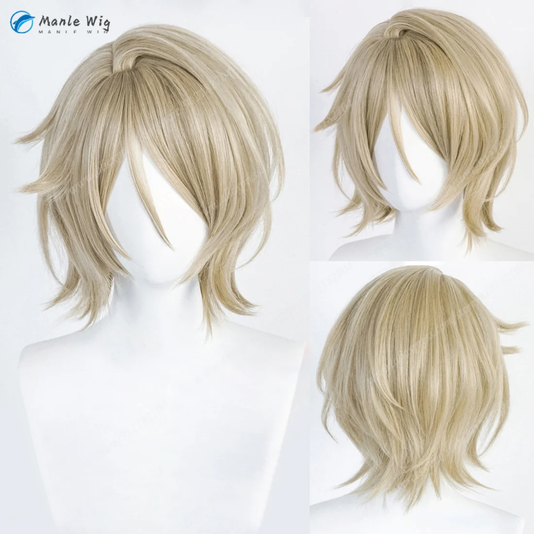 ES Shiratori Air Cosplay Wig Unisex 35cm Short Flax Brown Cosplay Anime Wigs Quality Heat Resistant Synthetic Hair Halloween