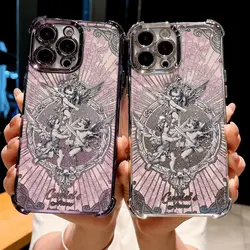 럭셔리 레트로 큐피드 천사 전화 케이스 Xiaomi Redmi Note 14C 13C 13 12C 12 11 10 9s K40 K50 Pro 4G 5G 충격 방지 반짝이 커버