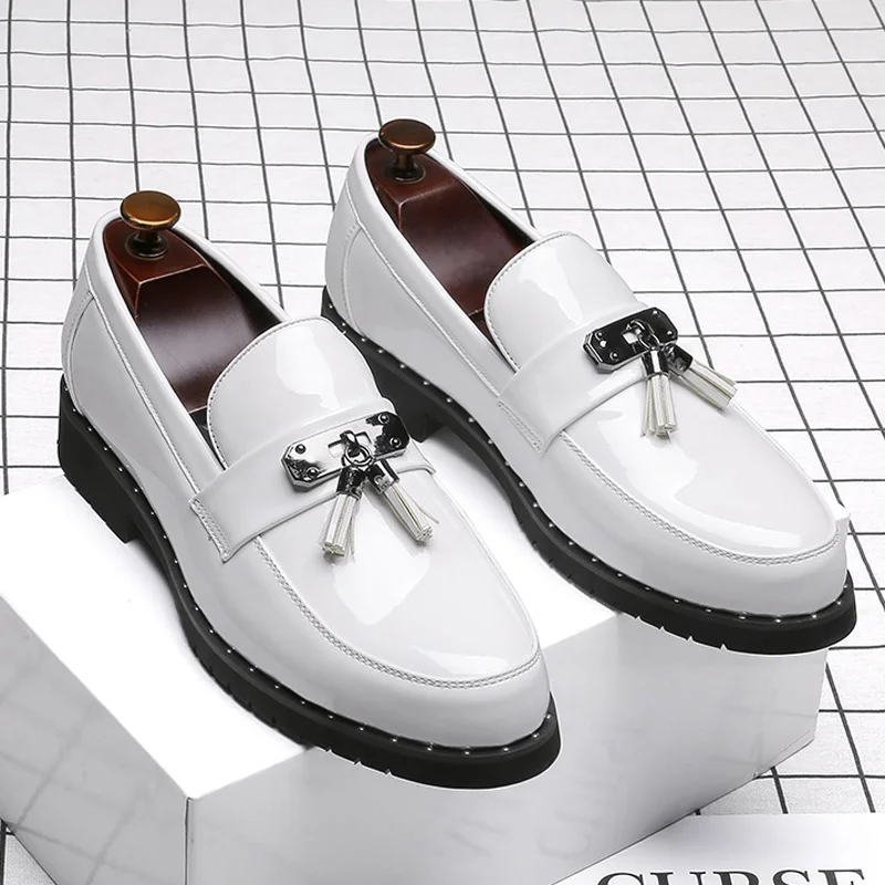 Men's Shoes Luxury Brand Low Heeled Loafers Men Shoes Tassel Business Officially Leather Shoes for Men Thick Bottom Wedding Shoe