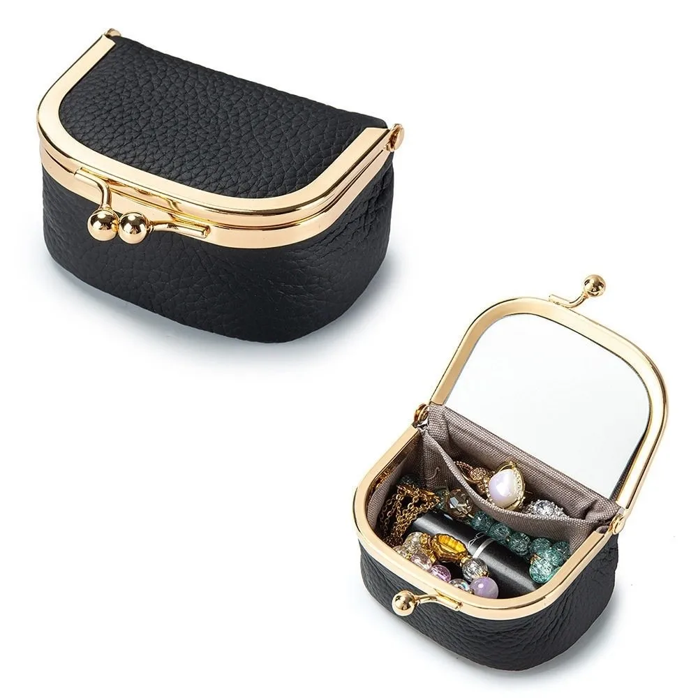 New Kiss Lock Coin Purse PU Leather Square Mini Jewelry Bag Multifunctional Solid Color Mini Coin Wallet Jewelry