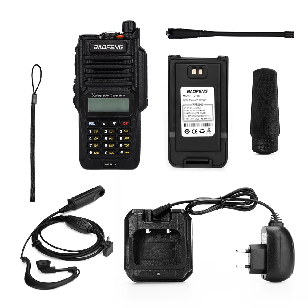 Baofeng-Original UV-9R PLUS Dual Band Ham Radio, Walkie Talkie portátil à prova d\'água, Vhf Uhf Interphone