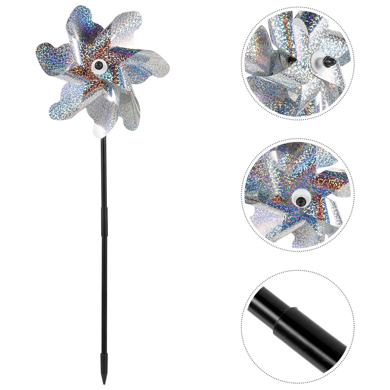 10 قطعة طاحونة الطيور العاكسة حديقة Pinwheels PET الزجاج الحفر قضيب ديكور خارجي ساحة سبينر الهدايا شرفة
