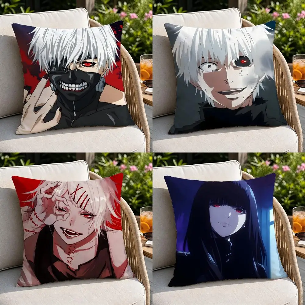 Anime-Tokyo GhoulS Cushion Cover Soft Square Throw Pillow Covers Set for Sofa Bedroom Car Home Decoration