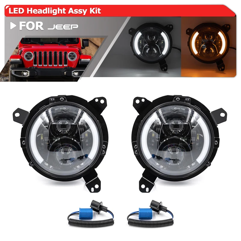 7Inch Led Headlight w/Mounting Bracket Adapters For Jeep Wrangler JL 2018-2023 Gladiator JT 2019-2021 DRL/Turn Signal/Hi/Lo Beam