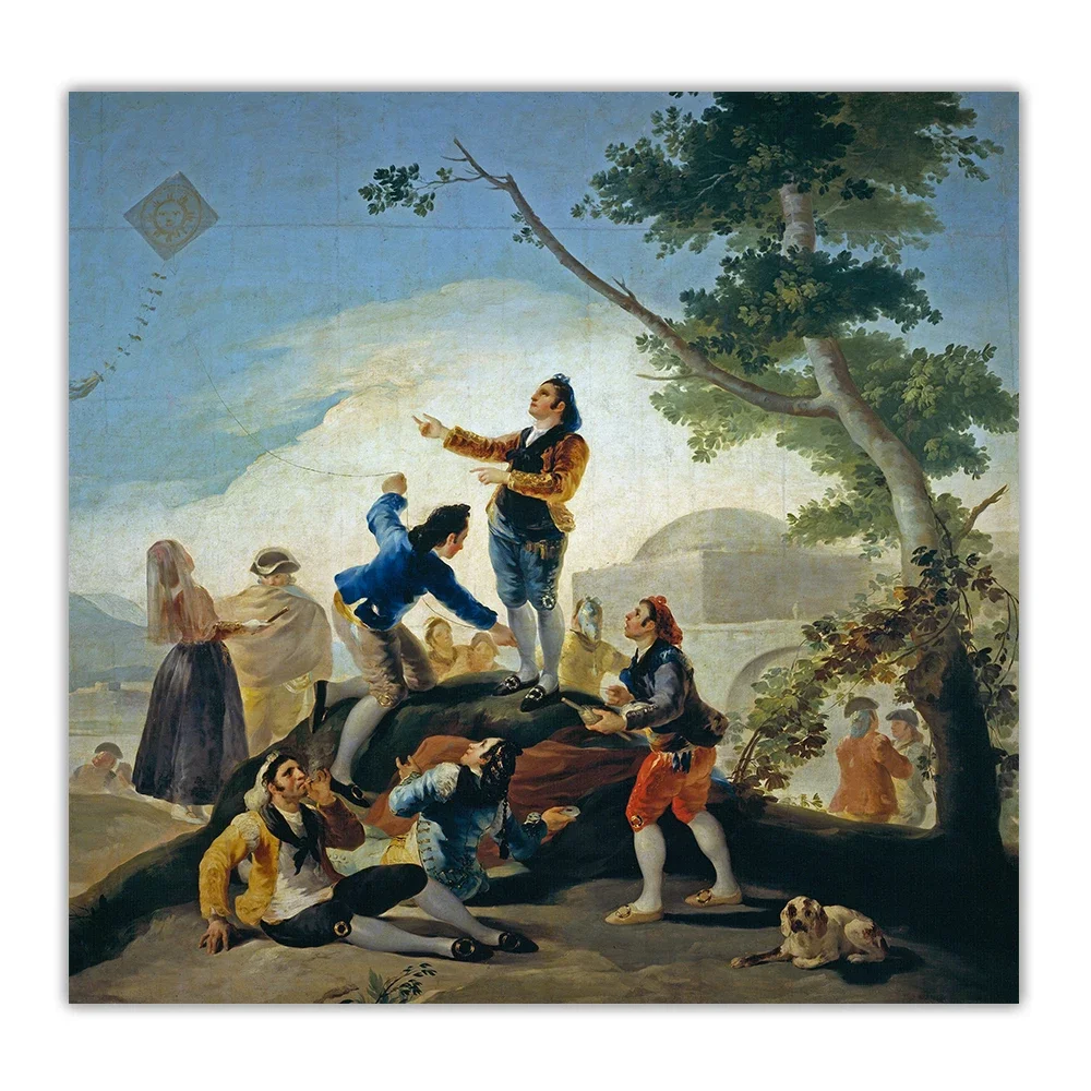 سيتون فرانسيسكو غويا 《الطائرة الورقية》 لوحة زيتية فنية قماشية عمل فني عالمي مشهور ملصق صورة جدار خلفية ديكور ديكور المنزل #5