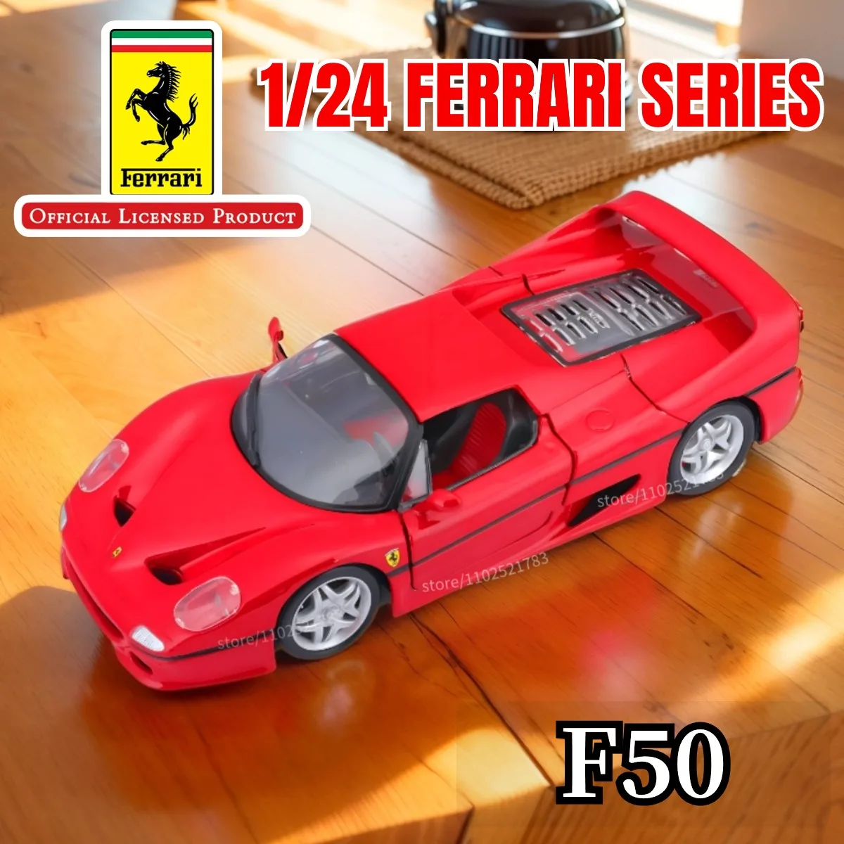 Bburago 1:24 Ferrari F50 Replica Scale Car Model 458 488 Enzo Italia Miniature Toy - Gift for Diecast Car Enthusiasts