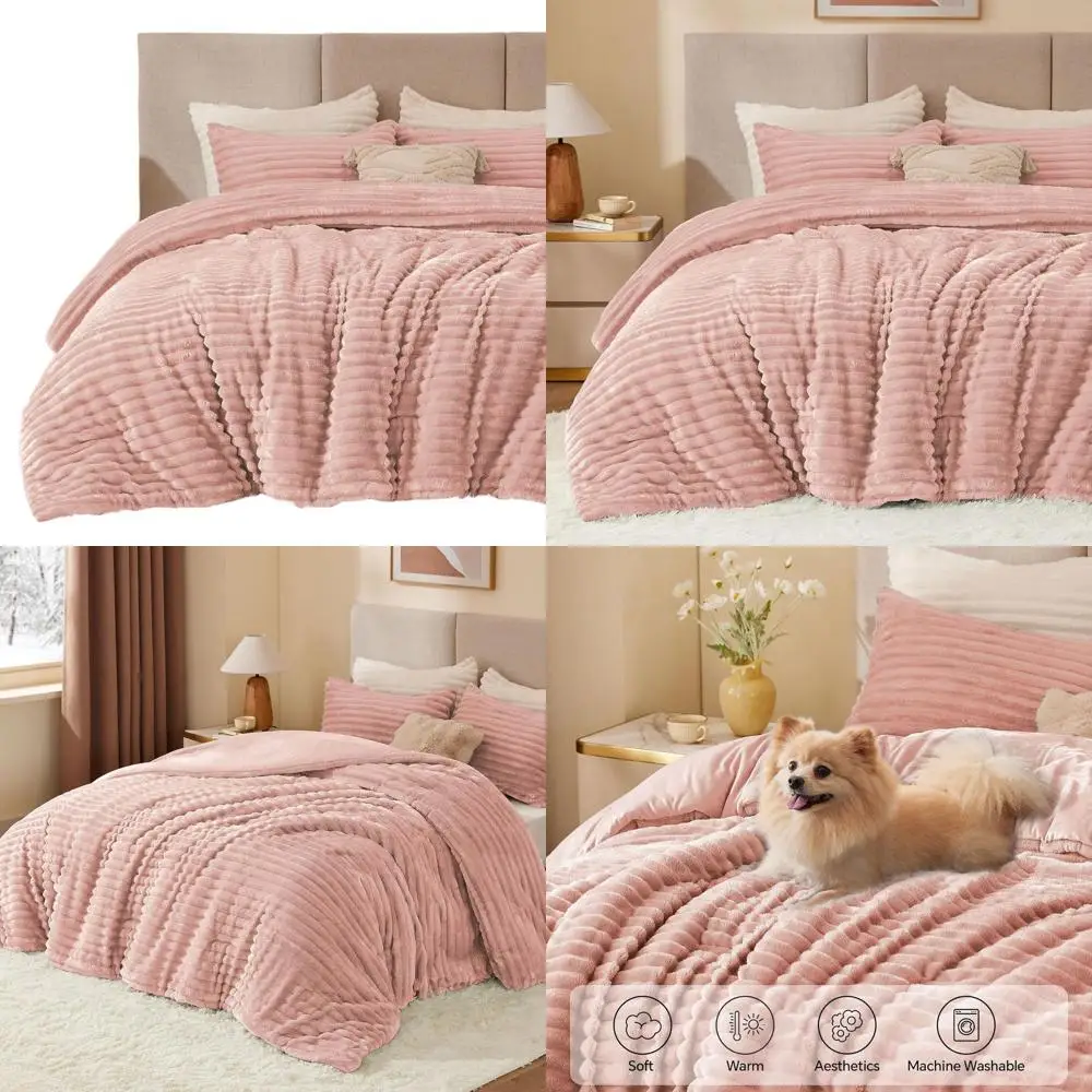 

Ultra Soft & Warm Dusty Pink Bedding Set, Cozy Heavy Blanket for Winter with 1 Pillowcase