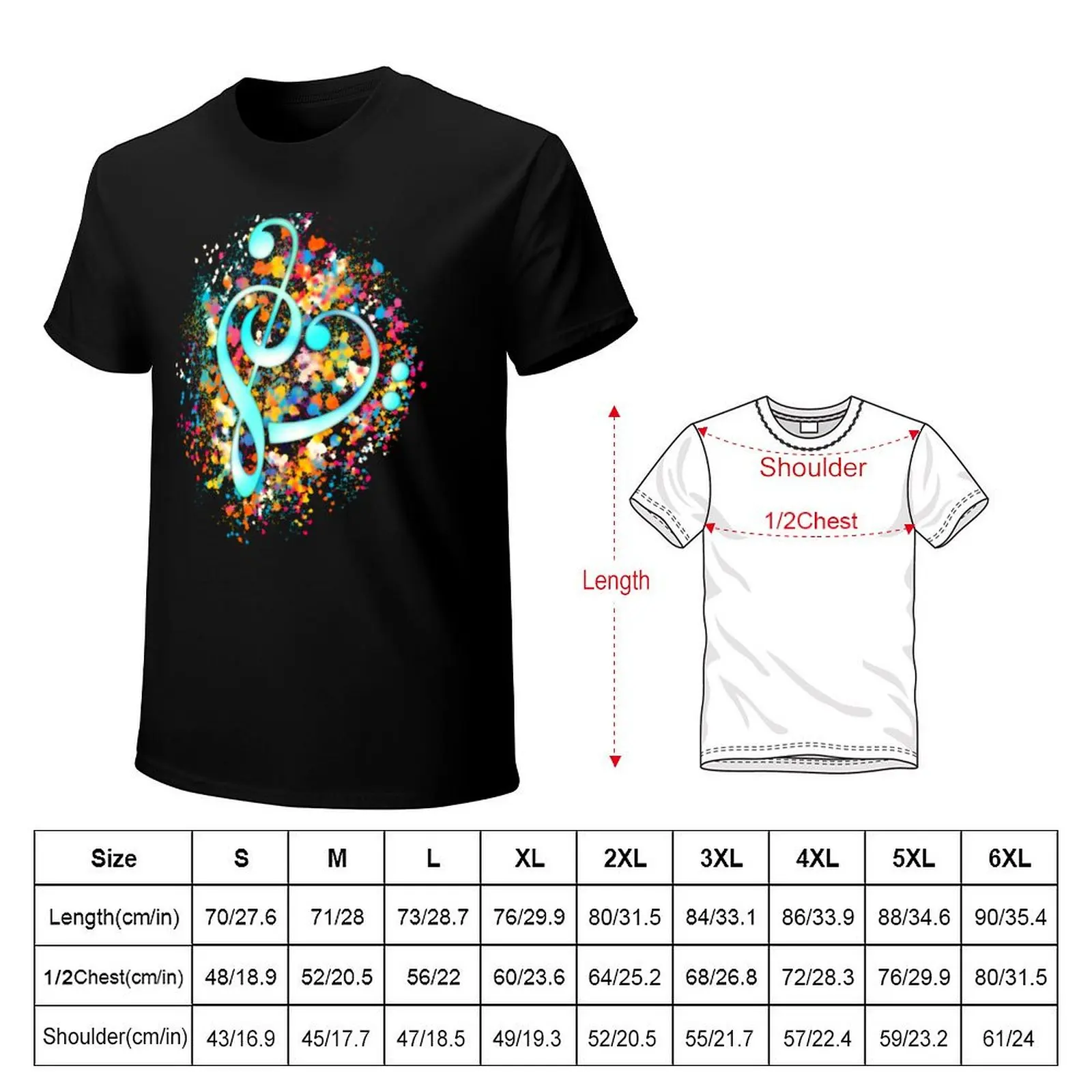 Music Heart, Treble Clef, Bass Clef T-Shirt funny t shirts man T-Shirt