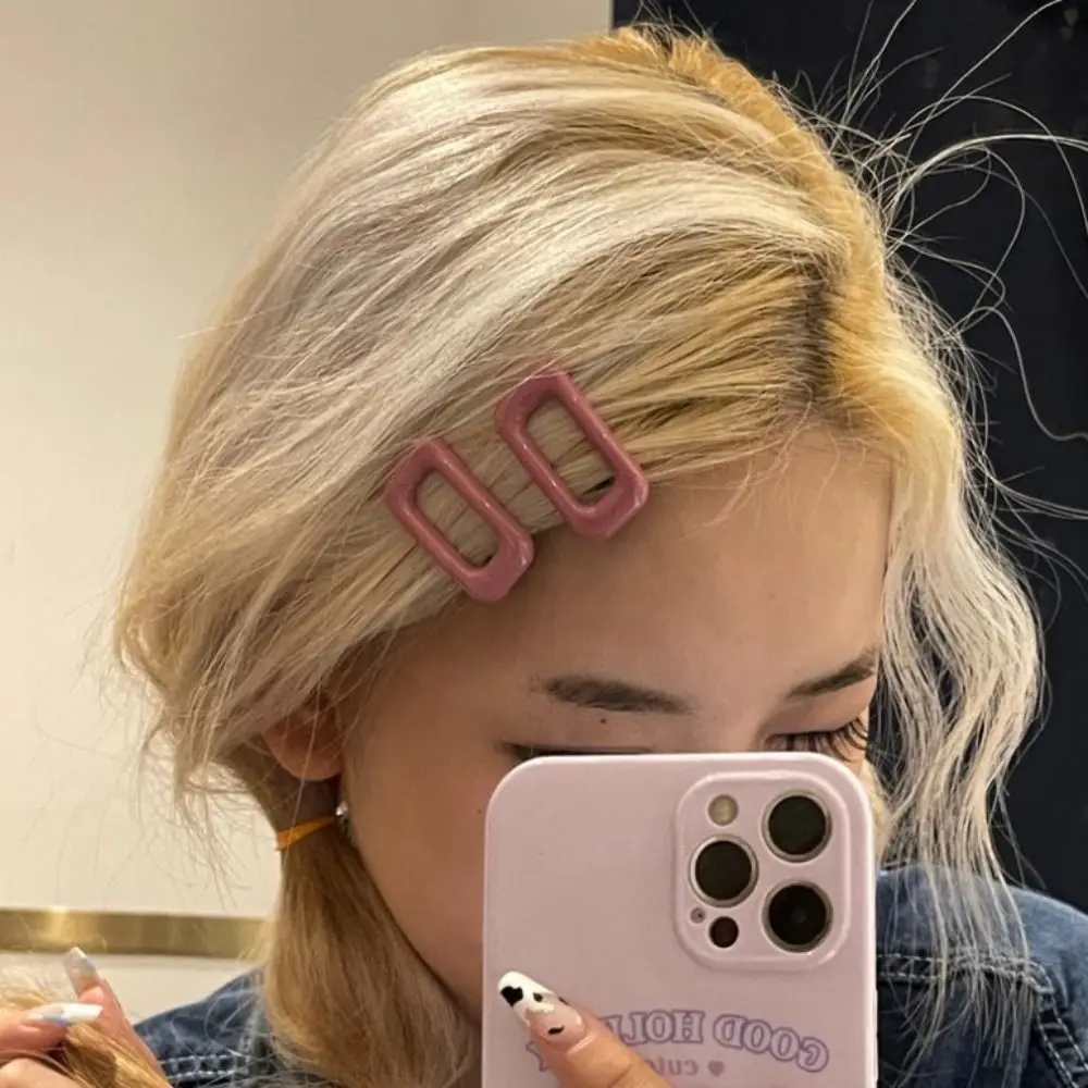 1 쌍 새로운 한국 스타일 헤어 클립 모든 일치 사각형 어린이 헤어 그립 경량 Morandi 컬러 바레트