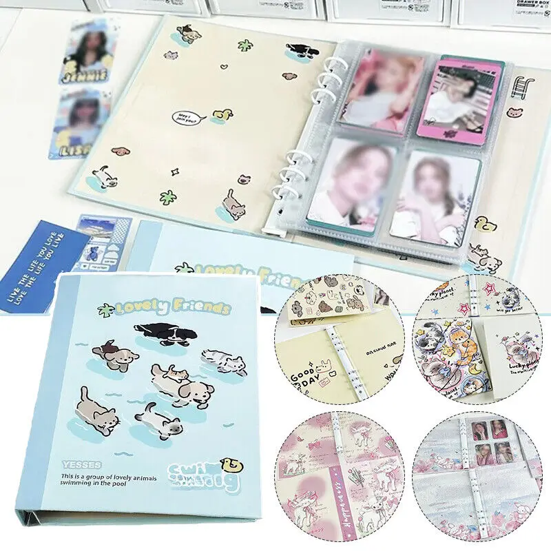 A5 Binder tempat kartu foto idola Kpop, tempat penyimpanan kartu kartun kucing anjing, Album foto, Binder, Album buku koleksi, baru