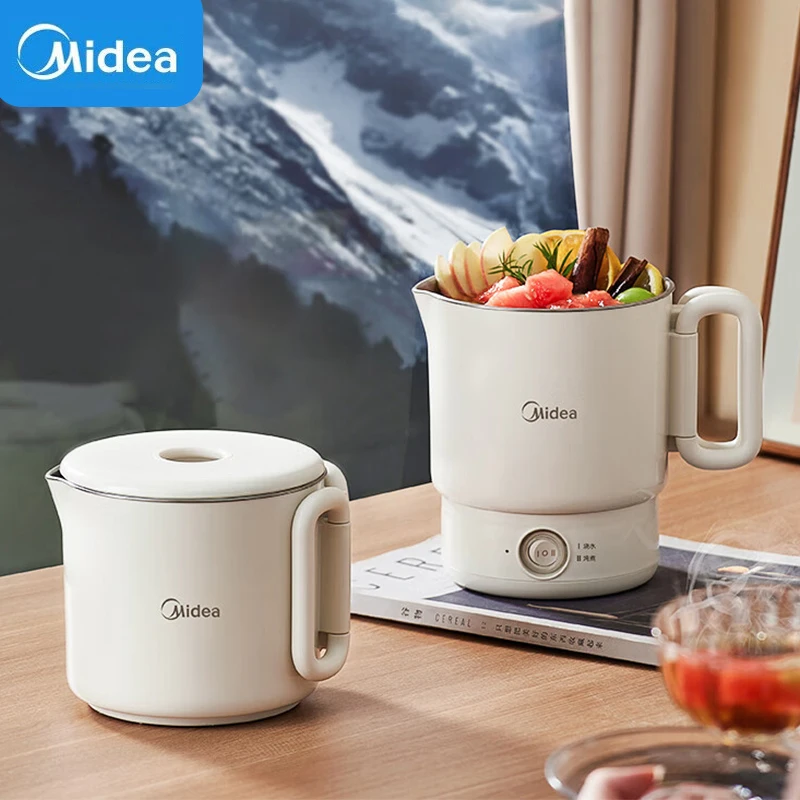 ميديا غلاية كهربائية قابلة للطي 700 مللي غلاية مياه الفولاذ المقاوم للصدأ 220 فولت المحمولة متعددة طباخ 600 واط التدفئة وعاء المعكرونة القابلة للطي