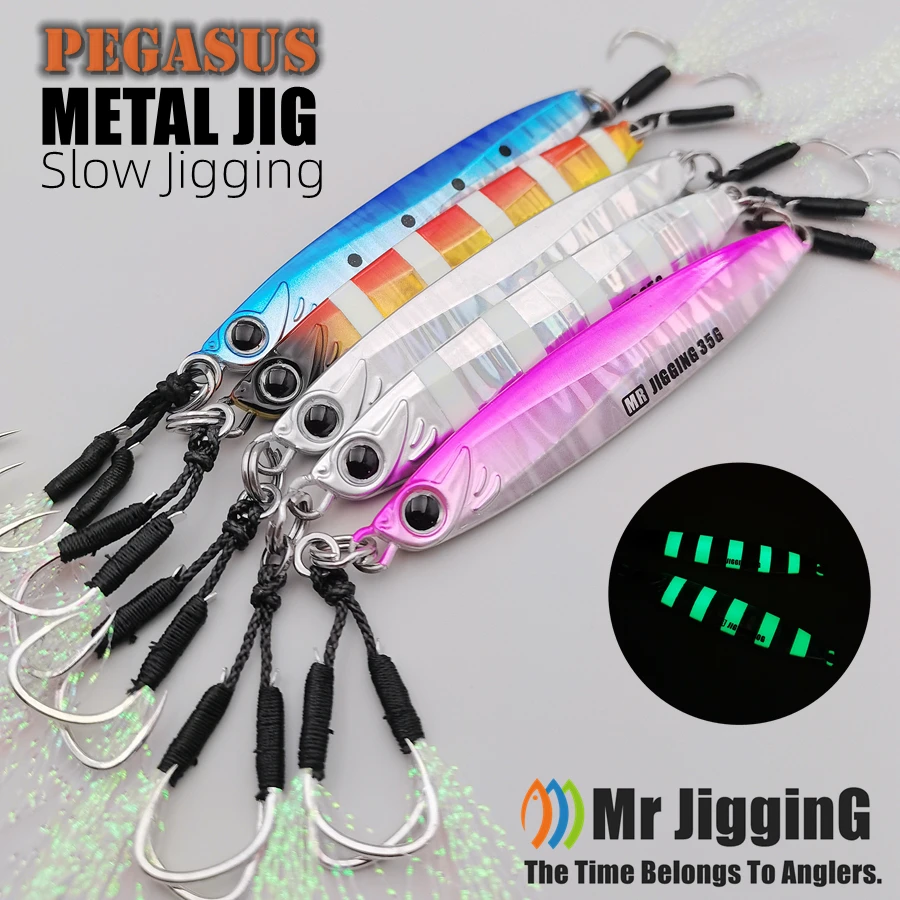 Mr JigginG Saltwater Slow Jigging Lures Metal Jigs 35g 45g 60g 80g 100g 120g Shore Casting Fishing Bait Fast Artificial Spoon